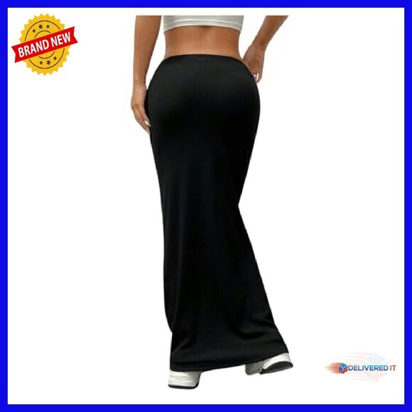 Women's High Waisted Bodycon Maxi Skirt Stretchy Elastic Waist Pencil - Picture 3 of 8